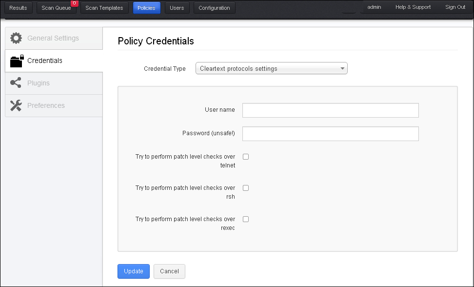 The Cleartext protocols settings option