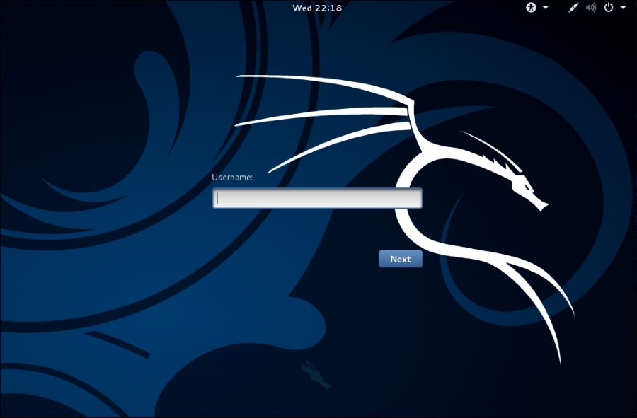 Booting your new installation of Kali