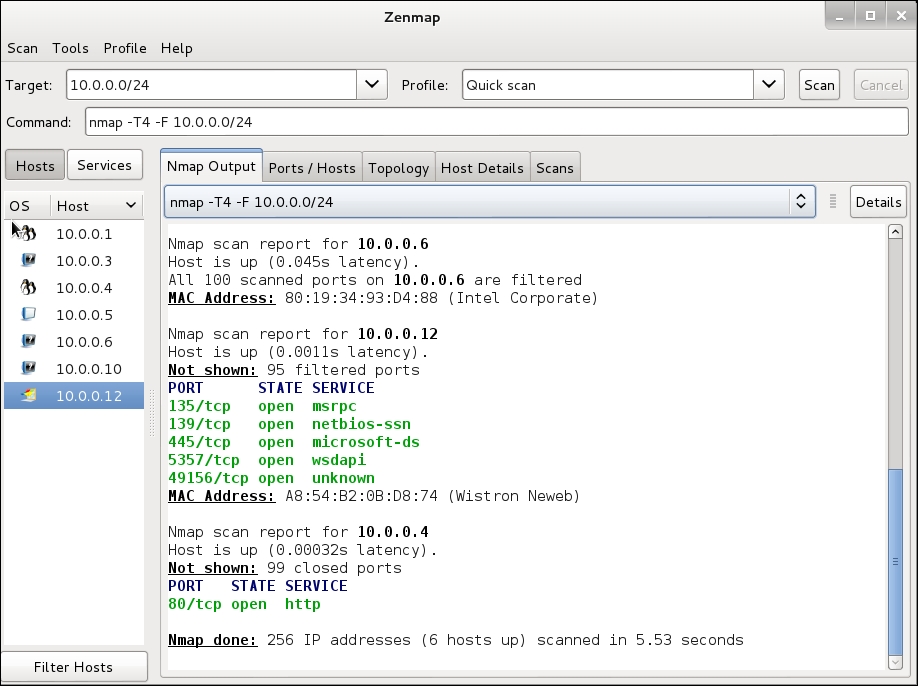 Scanning a network range