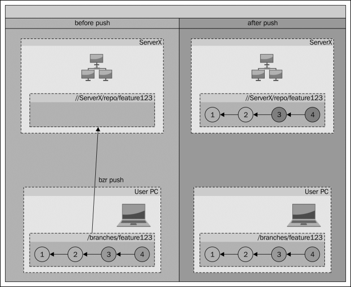 Sharing branches using a distributed filesystem