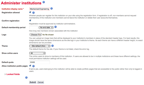 Configuring your institution's settings