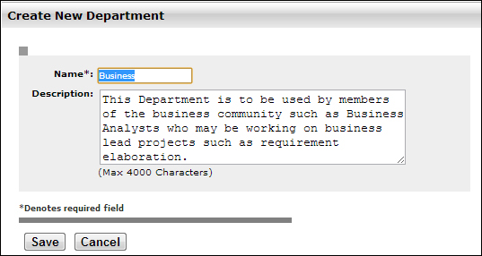 Creating departments