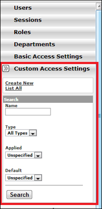 Custom access settings