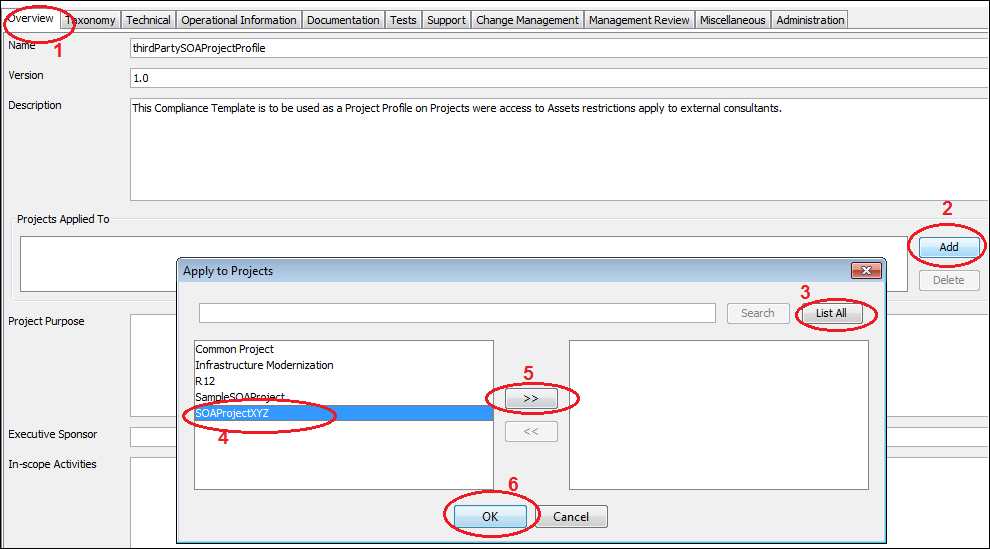 Configuring the project profile