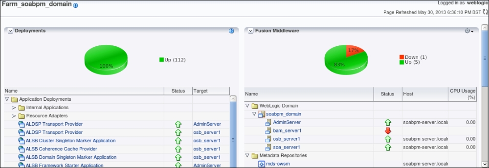 Monitoring the health of the SOA Infrastructure