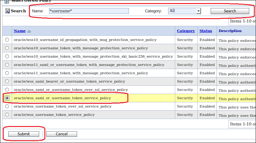 Configuring the policy in an OSB Proxy Service