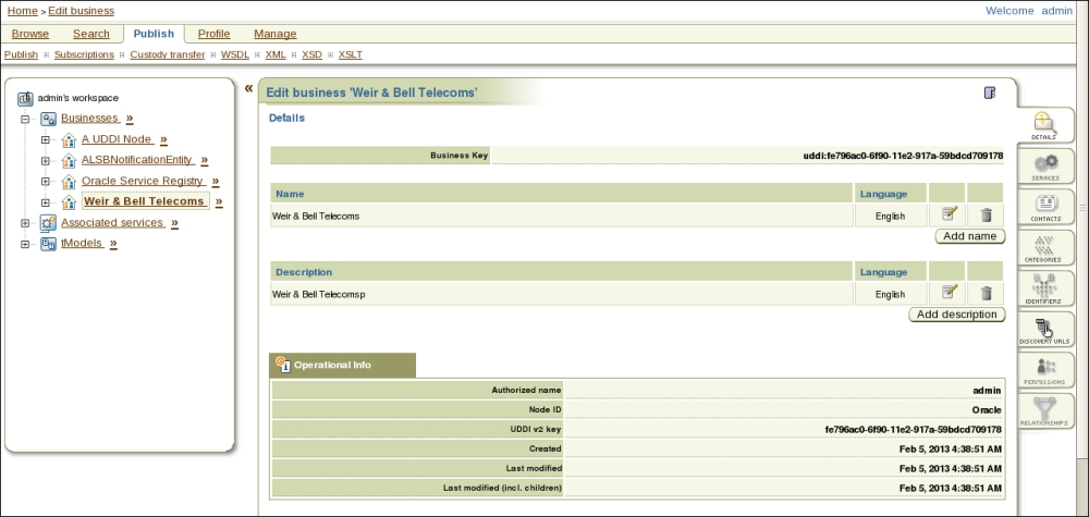 Example of using ORC – adding a Business Entity