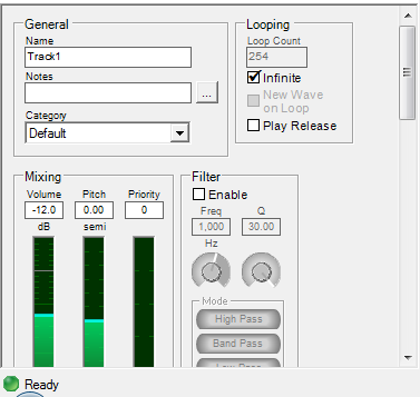 Setting the looping property of your Track1 and Track2 sounds to infinite