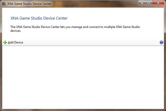 XNA Game Studio Device Center