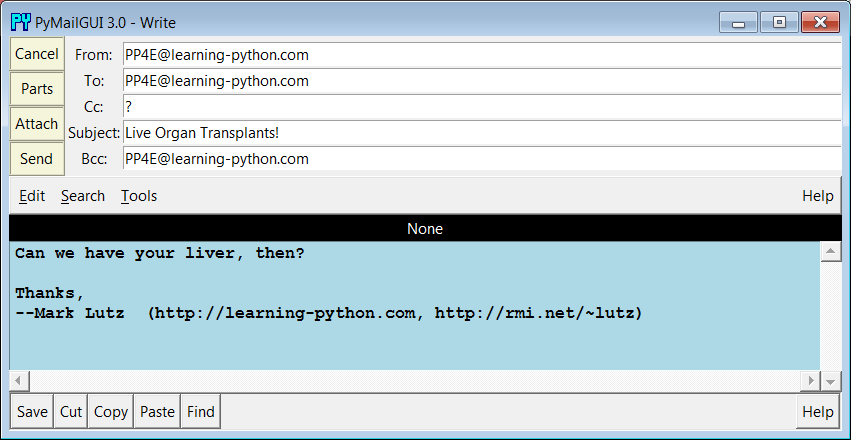 PyMailGUI write-mail compose window