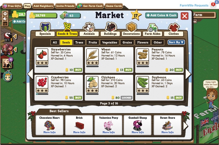 The staggered harvest times for crops in FarmVille allows players to decide how much gameplay they can fit into their lives.