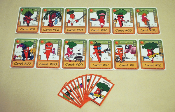 Players exercise control over the outcome of Killer Bunnies by acquiring carrot cards, increasing the probability that they’ll capture the randomly selected magic carrot.