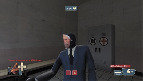 A spy disguises himself as a member of the enemy team in Team Fortress 2. To players on the opposing team, he appears as the character on his mask.