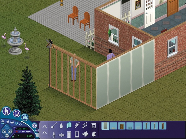 The intuitive drag-and-build interface for putting an addition on the house in The Sims.