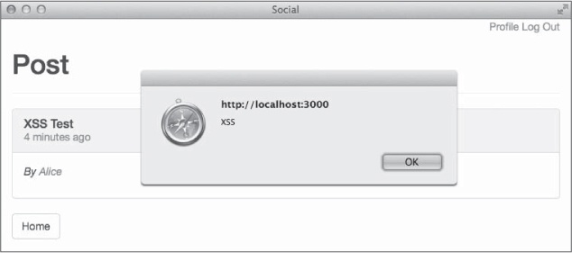 Text post with XSS vulnerability