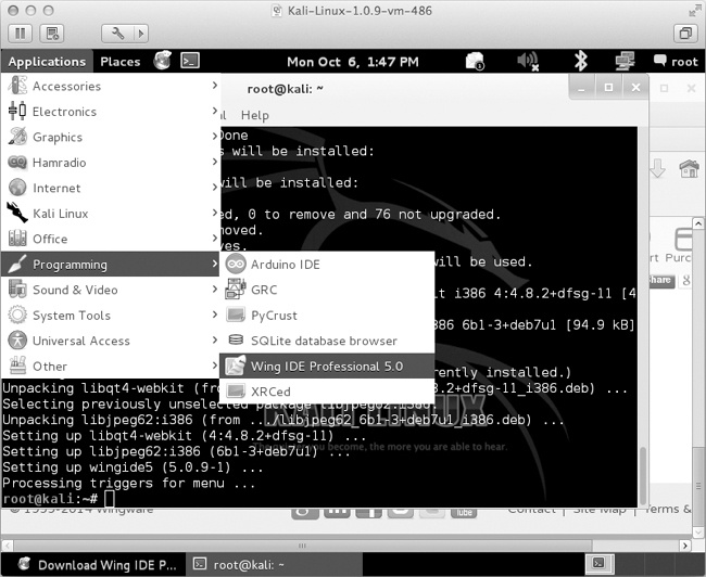 Accessing WingIDE from the Kali desktop