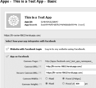 Figure showing Facebook app setup with Heroku.