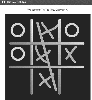 Figure showing Facebook Tic-Tac-Toe logged in.