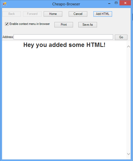 Adding HTML to the Cheapo-Browser