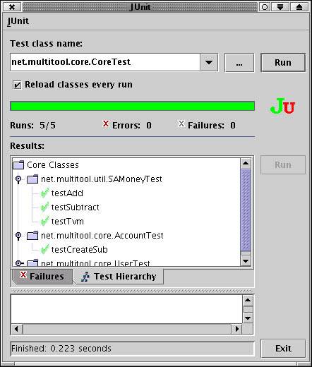 The CoreTest running a suite of tests