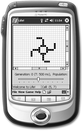 The wxWidgets “Life!” demo on Pocket PC 2003