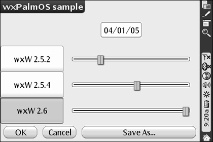 A wxWidgets sample under Palm OS 6