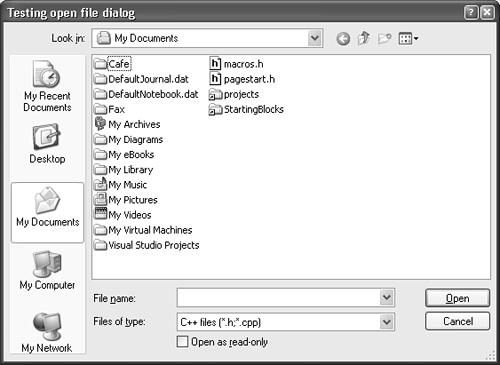 wxFileDialog under Windows