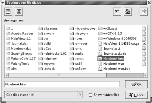 Generic wxFileDialog under GTK+dialogsfile and directory dialogswxFileDialogfile and directory dialogswxFileDialogwxFileDialog