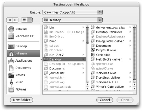 wxFileDialog under Mac OS X