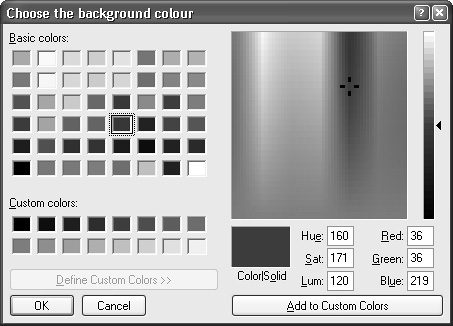 wxColourDialog under Windows