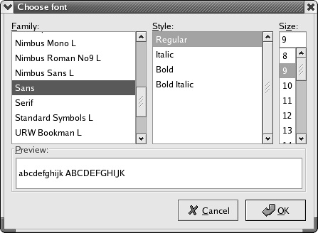 wxFontDialog under GTK+