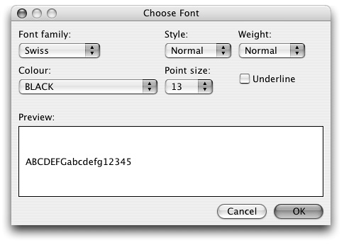 Generic wxFontDialog under Mac OS X