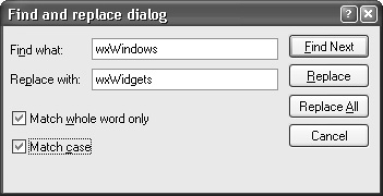 wxFindReplaceDialog under Windows