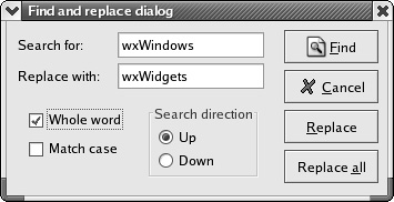 wxFindReplaceDialog under GTK+