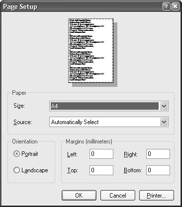 wxPageSetupDialog under Windows