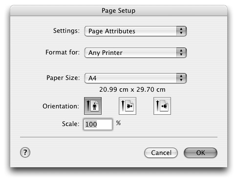 wxPageSetupDialog under Mac OS X
