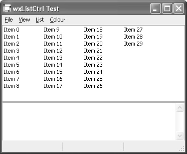 wxListCtrl in report, list, icon, and small icon modes