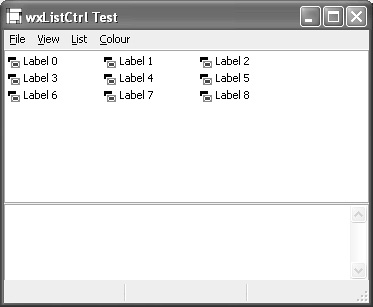 wxListCtrl in report, list, icon, and small icon modes