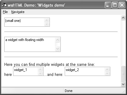 Embedded HTML widget demo