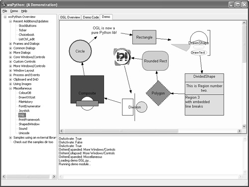 wxPython running the OGL demo