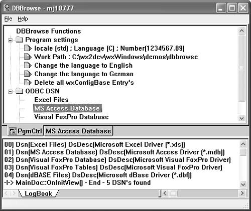 wxWidgets dbbrowse ODBC demo