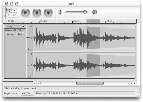 Audacity running on MacOS X