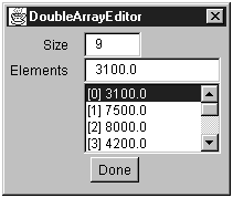 The custom editor dialog for editing an array