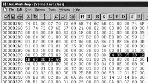 Modifying bytecodes with a hex editor