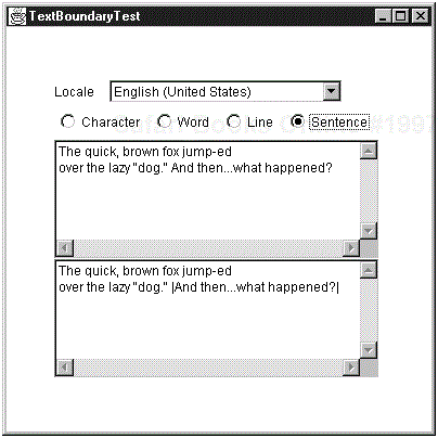 The TextBoundaryTest program