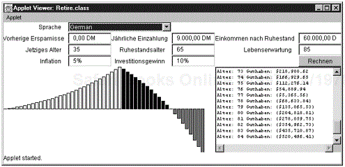 The retirement calculator in German