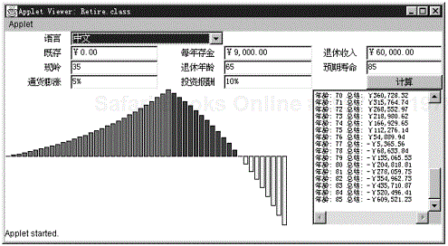 The retirement calculator in Chinese