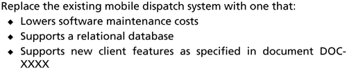 The vision statement for the Mobile Dispatching System