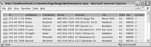 Use of a DataGrid Control with a Template Column