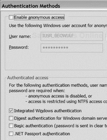 IIS Client Authentication Settings